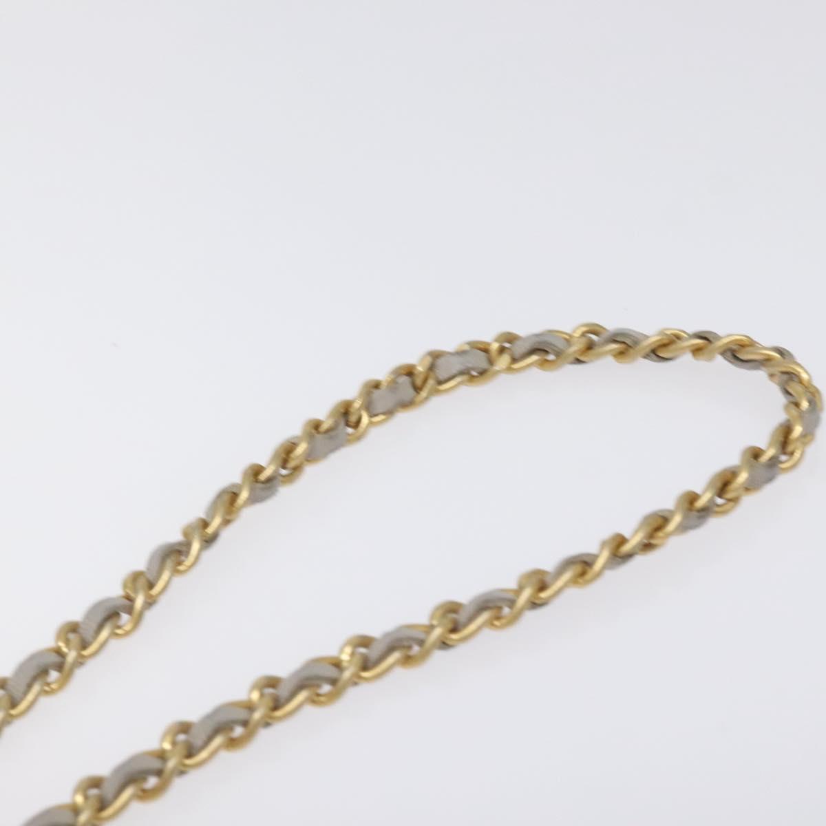 CHANEL Matelasse Chain Wallet Shoulder Bag Lamb Skin Gray Gold CC Auth 128807SAM