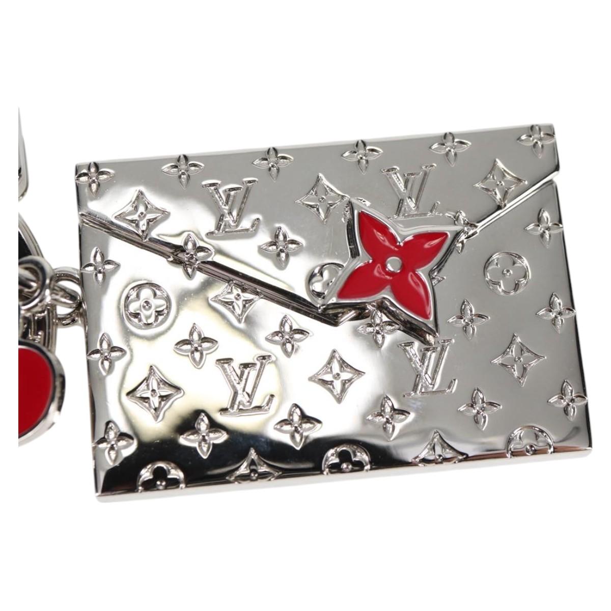LOUIS VUITTON Monogram LV envelope Key Holder metal Silver M01296 Auth 128813M