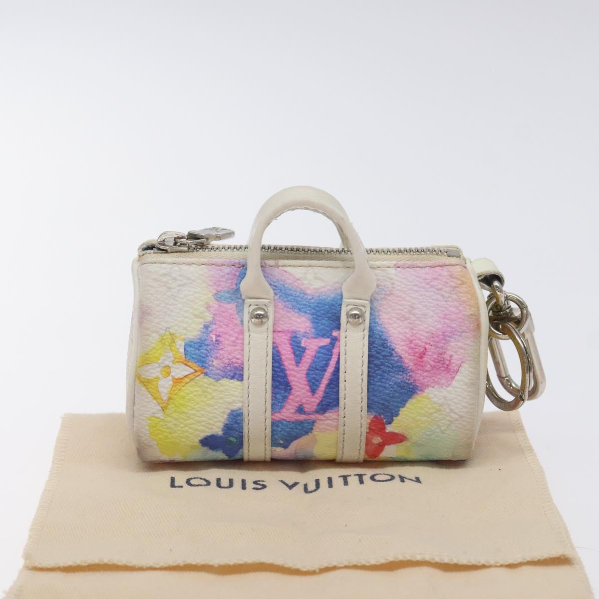 LOUIS VUITTON Monogram Watercolor Porte Cles Mini Keepall MP2975 LV Auth 128815M
