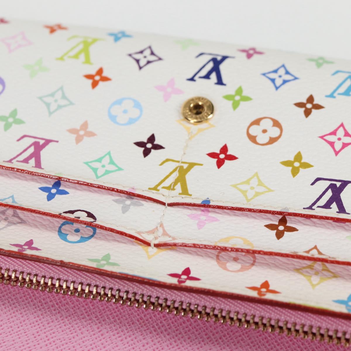 LOUIS VUITTON Multicolor Portefeuille Sarah Wallet White M60667 LV Auth 128841V