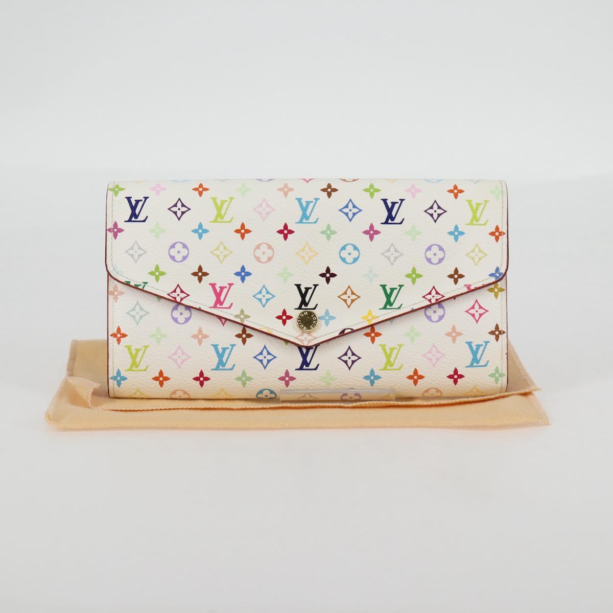 LOUIS VUITTON Multicolor Portefeuille Sarah Wallet White M60667 LV Auth 128841V
