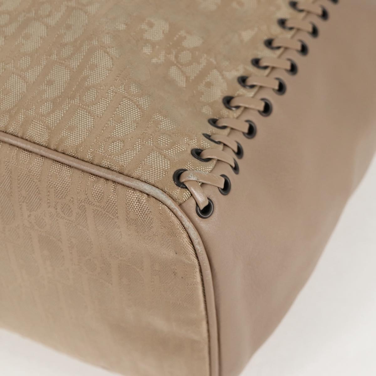 Christian Dior Trotter Canvas Hand Bag Beige Auth 128850V