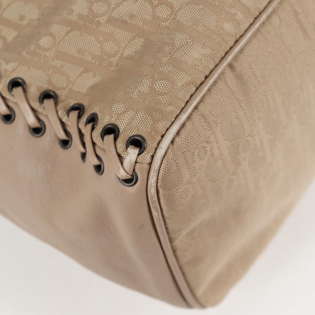 Christian Dior Trotter Canvas Hand Bag Beige Auth 128850V