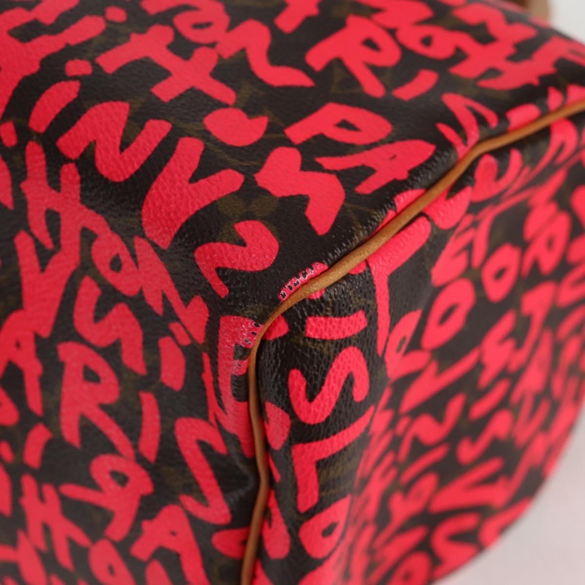 LOUIS VUITTON Monogram Graffiti Speedy 30 Hand Bag Pink M93704 LV Auth 128854SAV