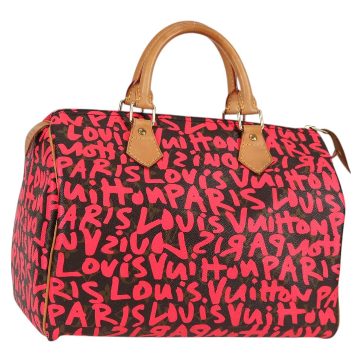 LOUIS VUITTON Monogram Graffiti Speedy 30 Hand Bag Pink M93704 LV Auth 128854SAV