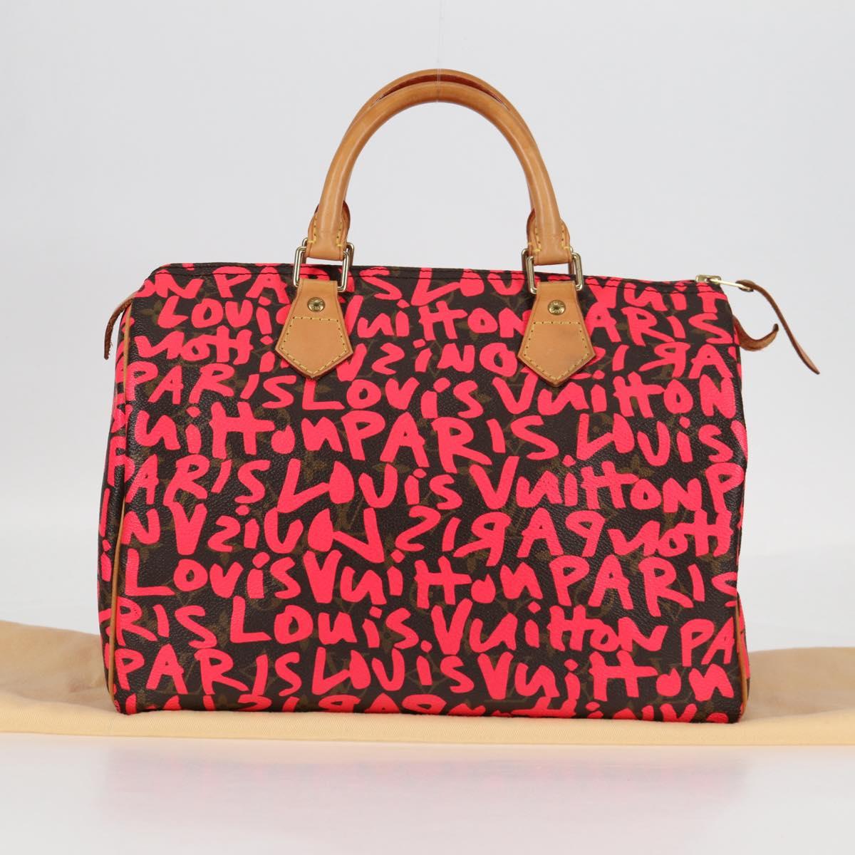 LOUIS VUITTON Monogram Graffiti Speedy 30 Hand Bag Pink M93704 LV Auth 128854SAV