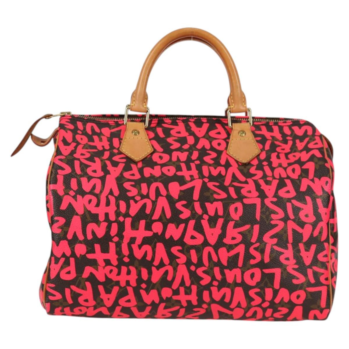 LOUIS VUITTON Monogram Graffiti Speedy 30 Hand Bag Pink M93704 LV Auth 128854V