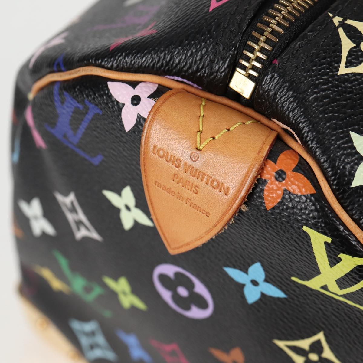 LOUIS VUITTON Monogram Multicolor Speedy 30 Hand Bag Black M92642 Auth 128856SAV