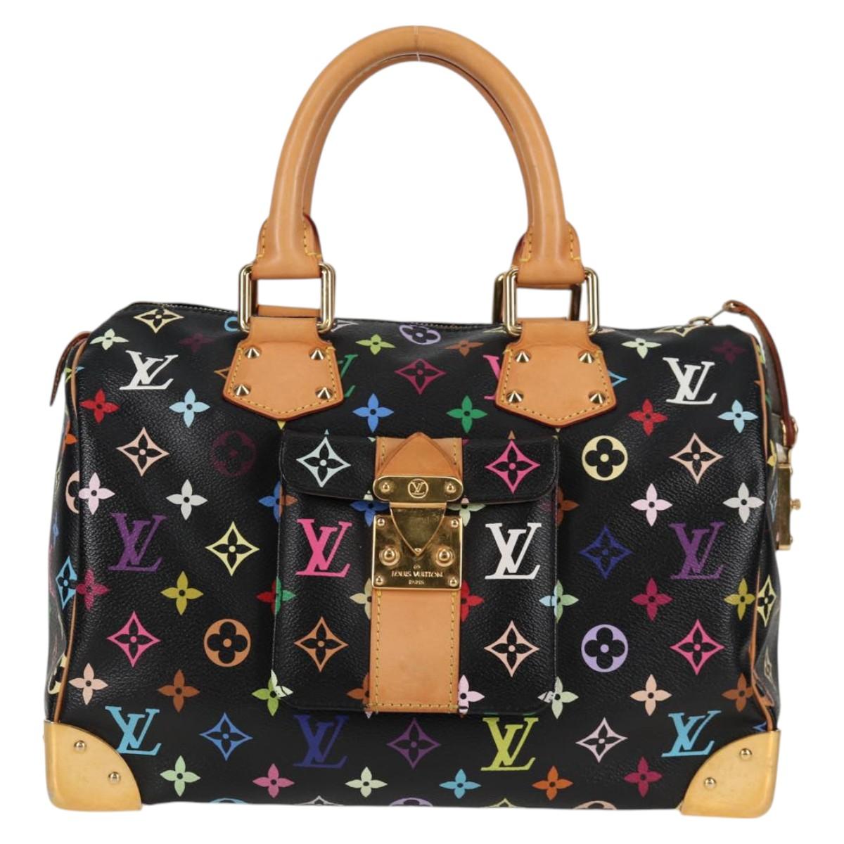 LOUIS VUITTON Monogram Multicolor Speedy 30 Hand Bag Black M92642 Auth 128856SAV