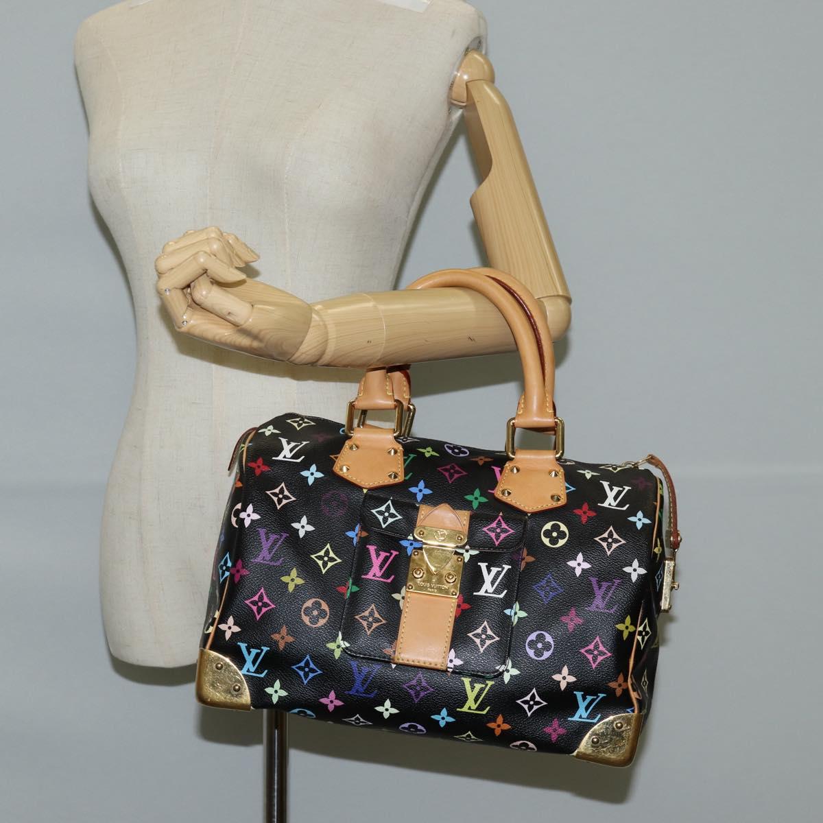 LOUIS VUITTON Monogram Multicolor Speedy 30 Hand Bag Black M92642 Auth 128856SAV