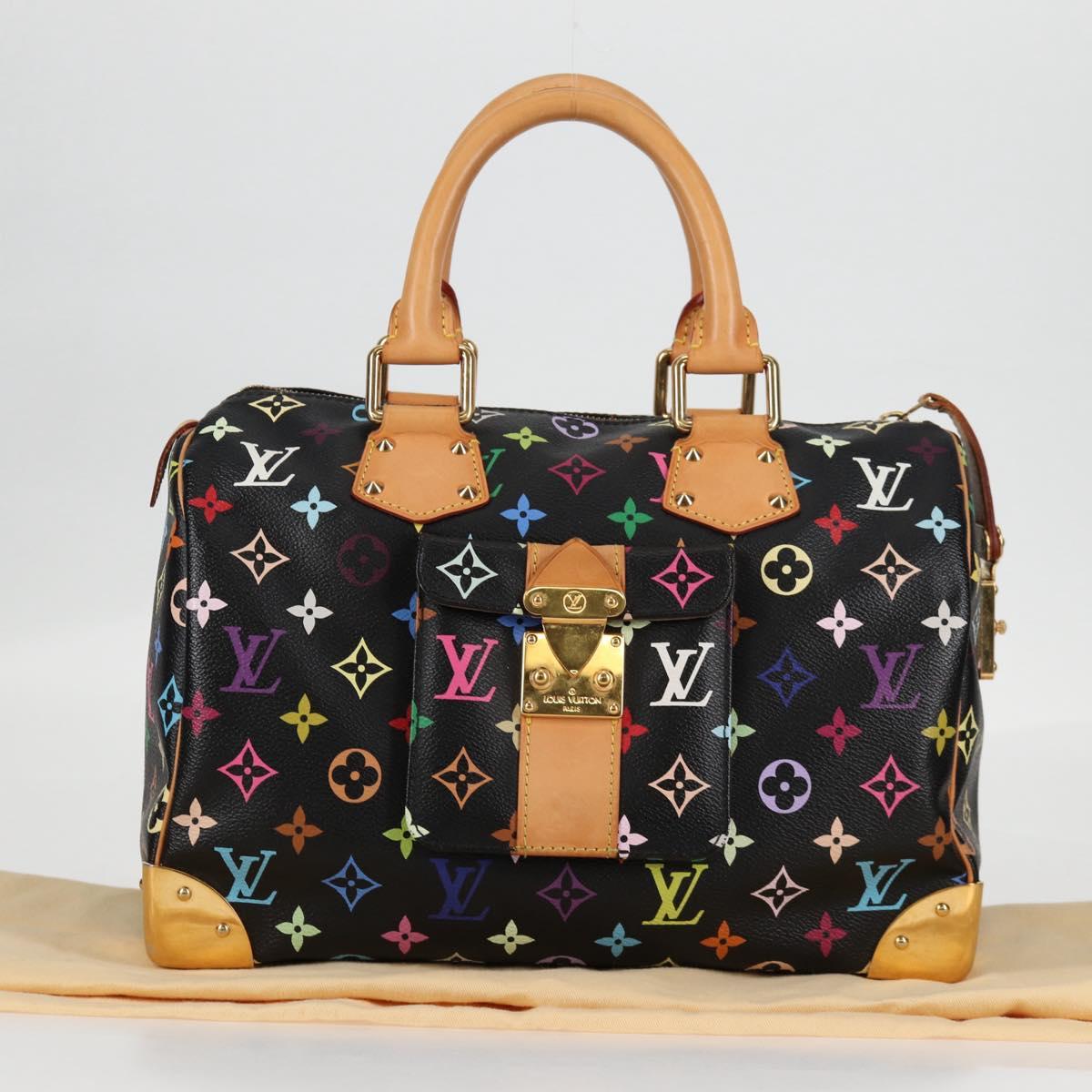 LOUIS VUITTON Monogram Multicolor Speedy 30 Hand Bag Black M92642 Auth 128856SAV