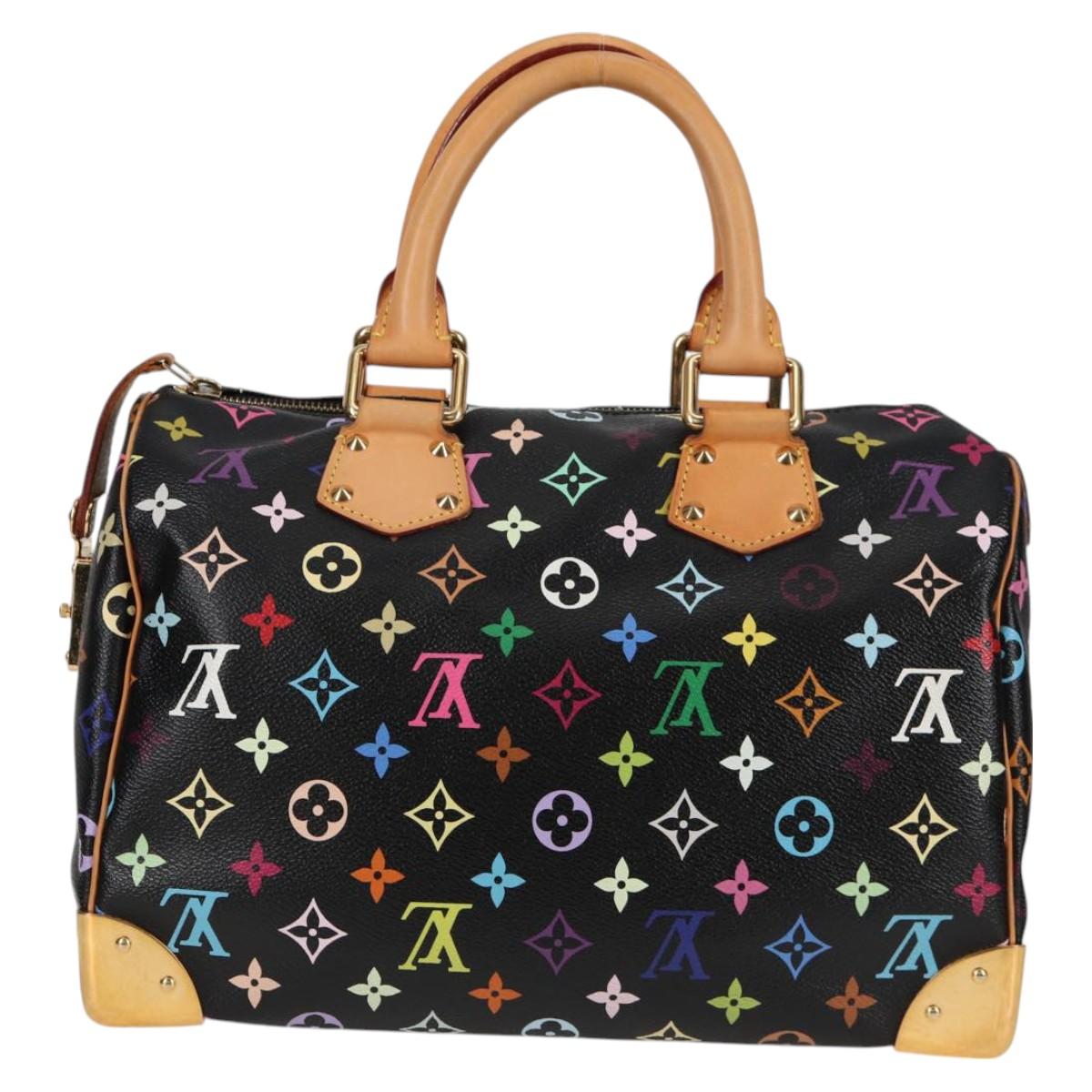 LOUIS VUITTON Monogram Multicolor Speedy 30 Hand Bag Black M92642 Auth 128856SAV