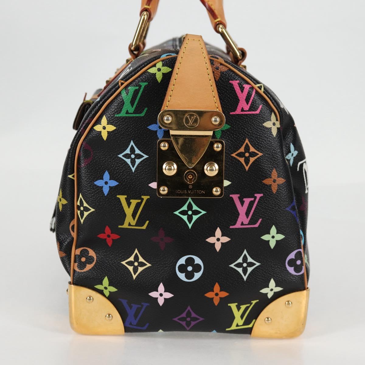 LOUIS VUITTON Monogram Multicolor Speedy 30 Hand Bag Black M92642 Auth 128856SAV