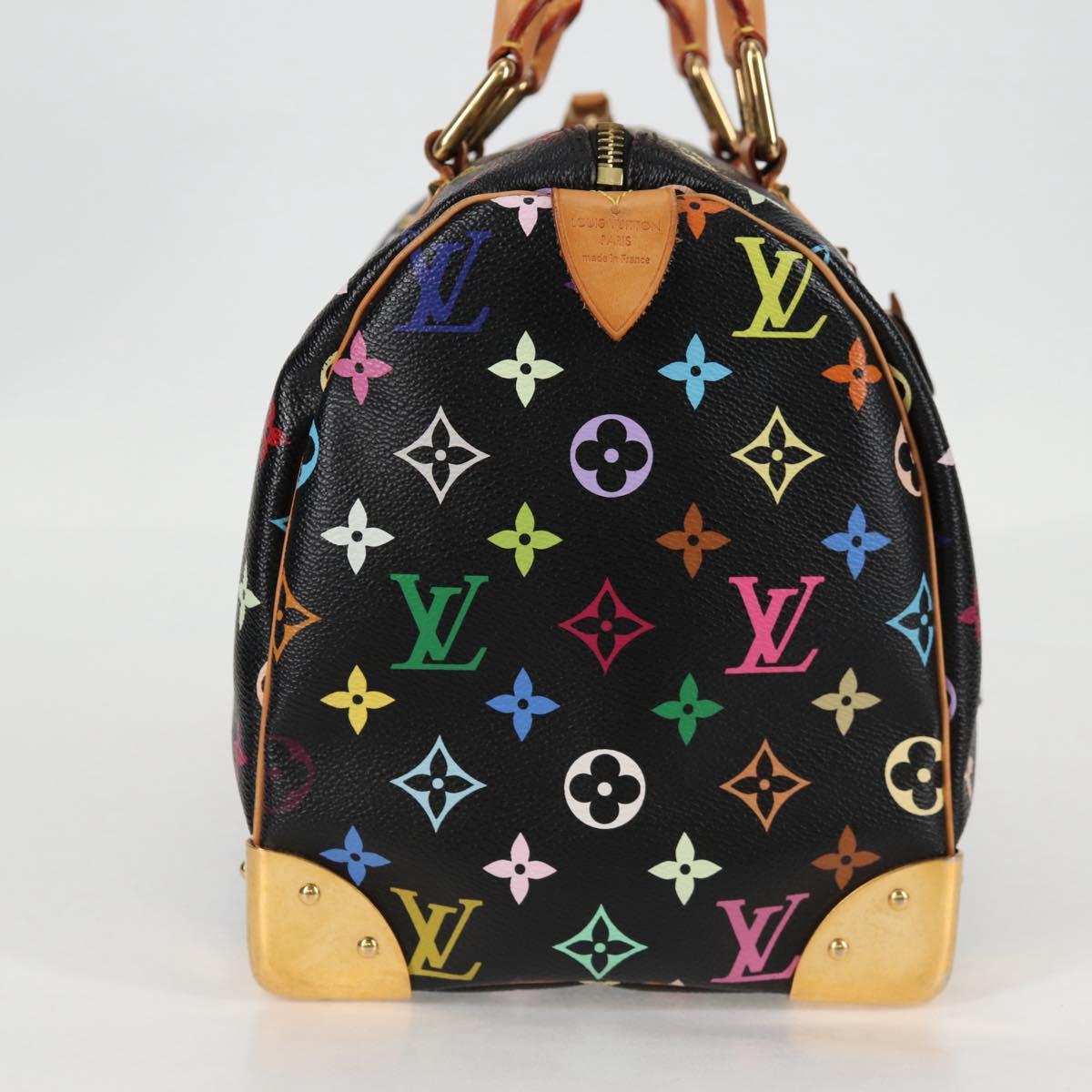 LOUIS VUITTON Monogram Multicolor Speedy 30 Hand Bag Black M92642 Auth 128856SAV