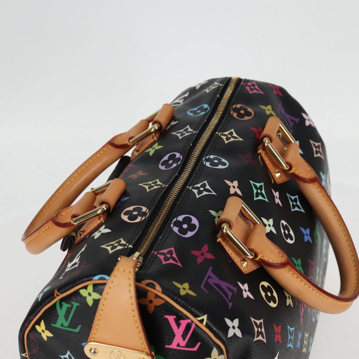 LOUIS VUITTON Monogram Multicolor Speedy 30 Hand Bag Black M92642 Auth 128856SAV
