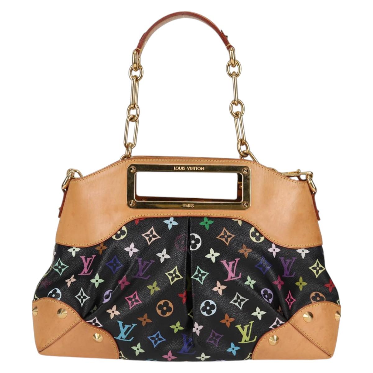 LOUIS VUITTON Monogram Multicolor Judy MM Bag 2Way Black M40256 LV Auth 128862V