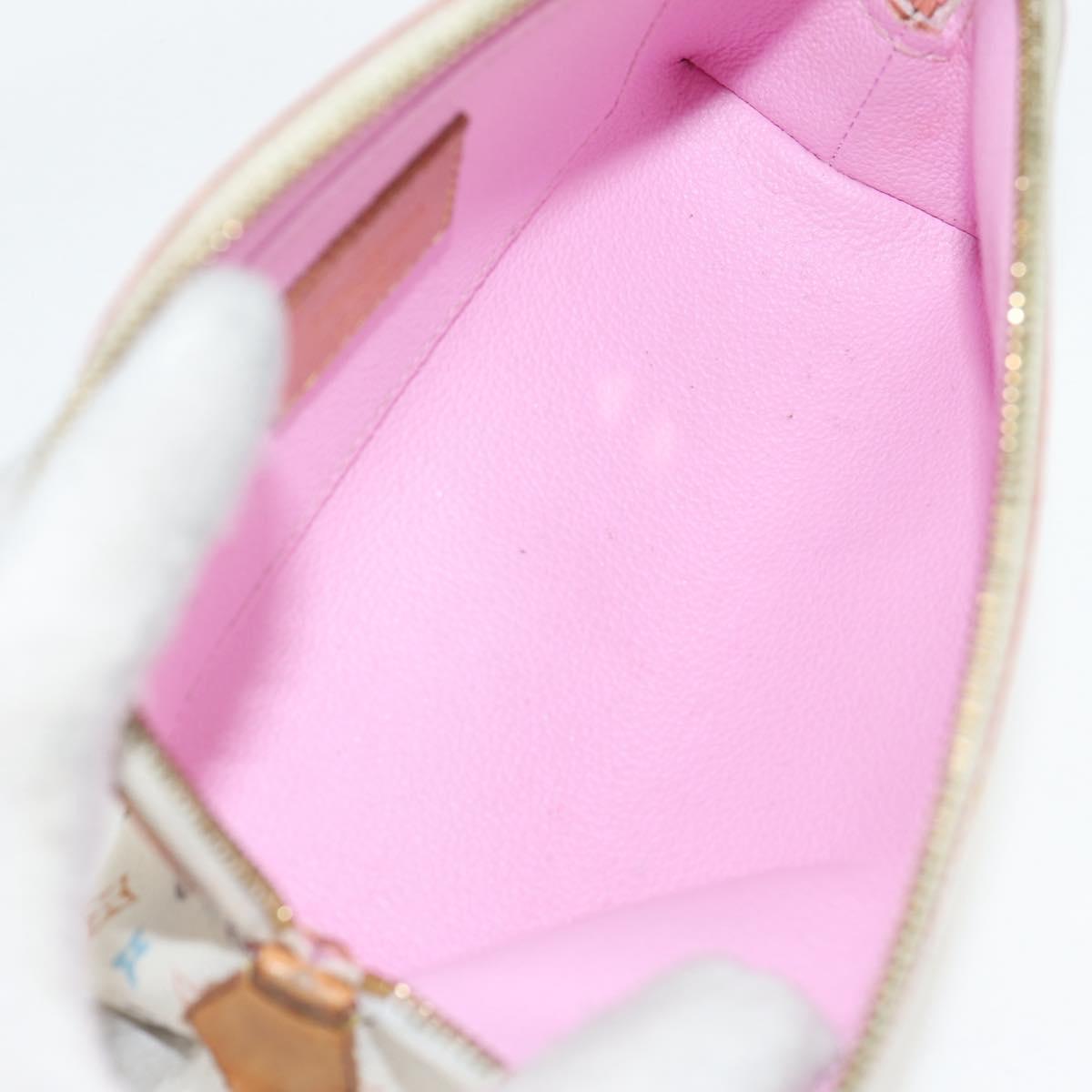 LOUIS VUITTON Multicolor Pochette Cosmetic PM Pouch White M47354 LV Auth 128864V