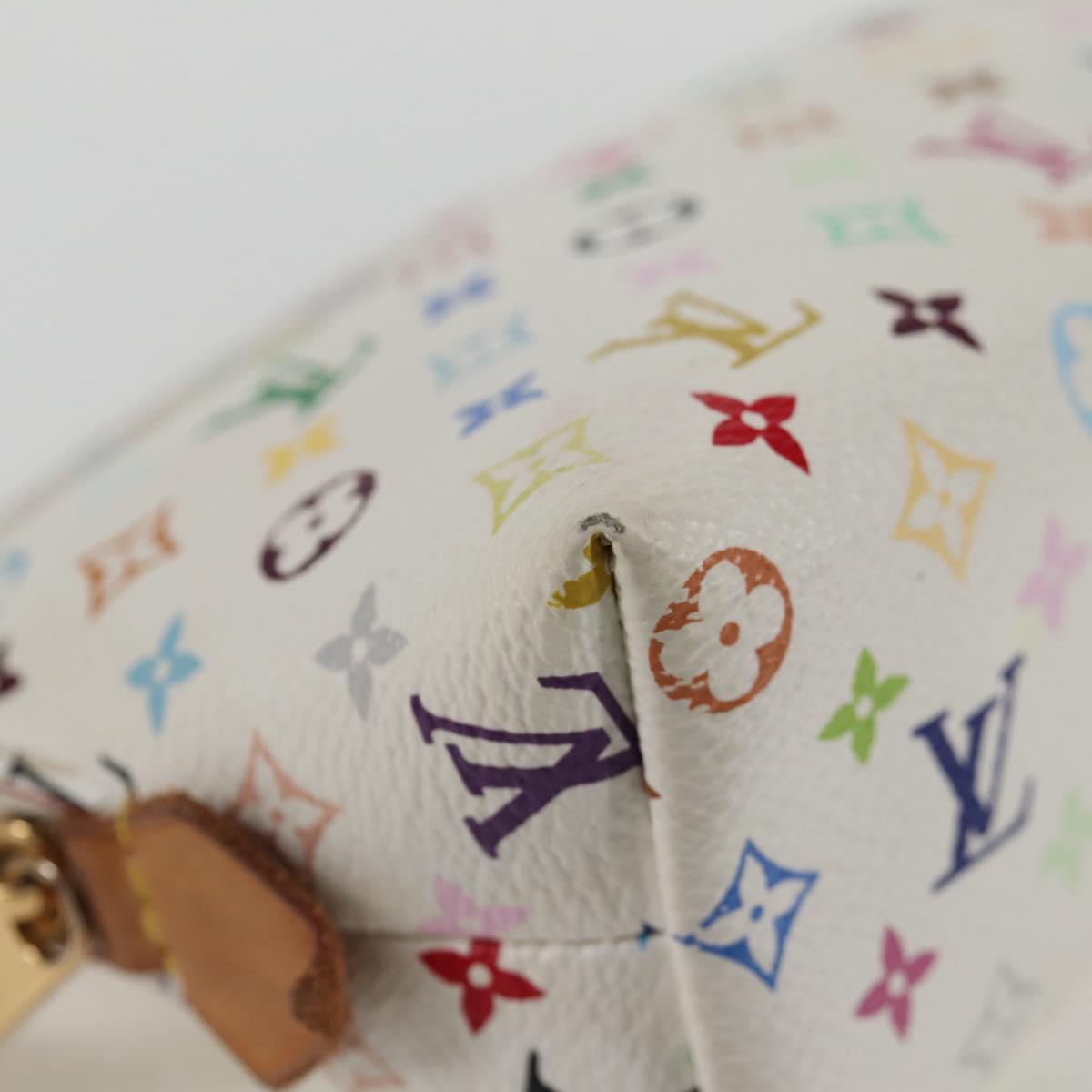 LOUIS VUITTON Multicolor Pochette Cosmetic PM Pouch White M47354 LV Auth 128864V
