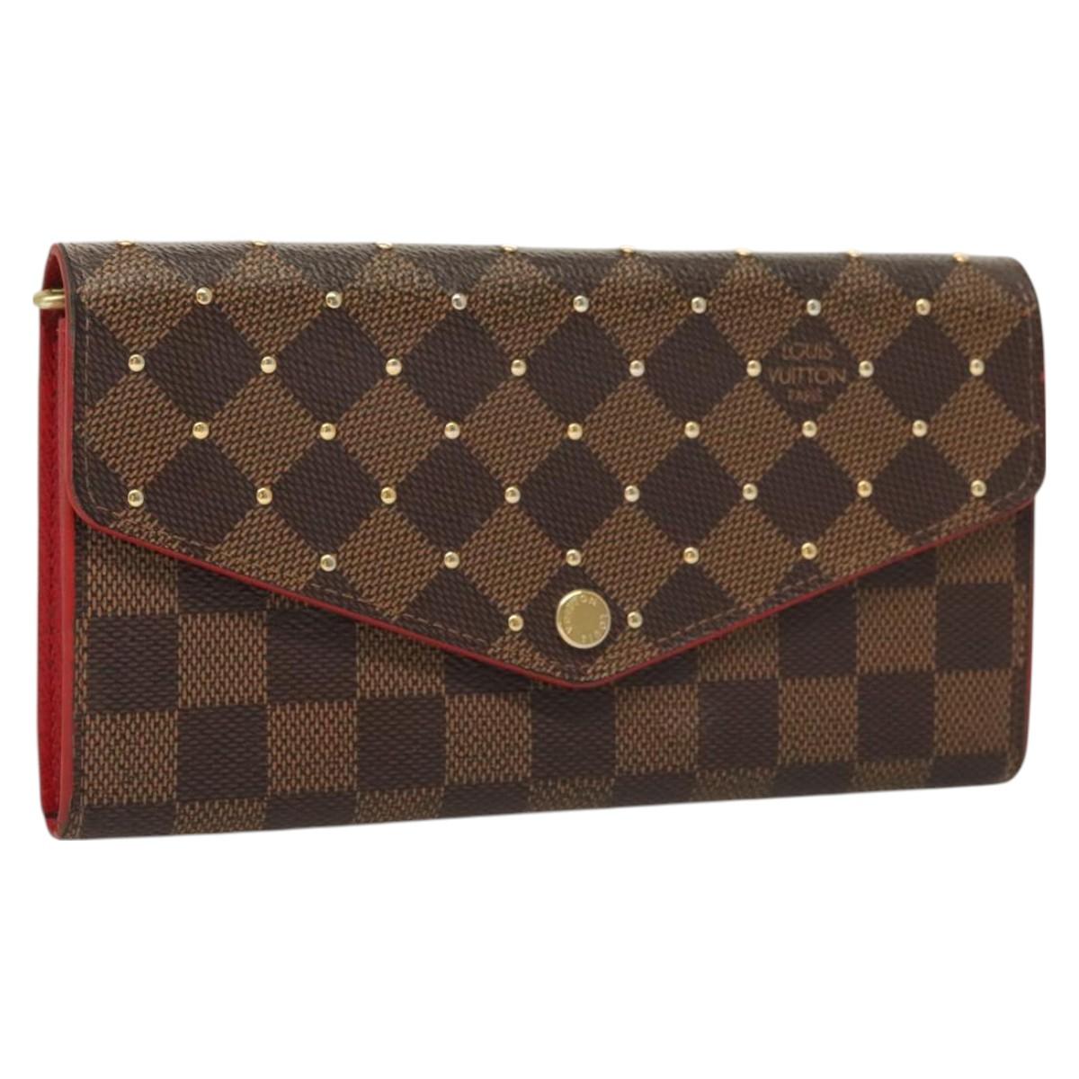 LOUIS VUITTON Damier Ebene Studs Portefeuille Sarah Wallet N60123 LV Auth 128880
