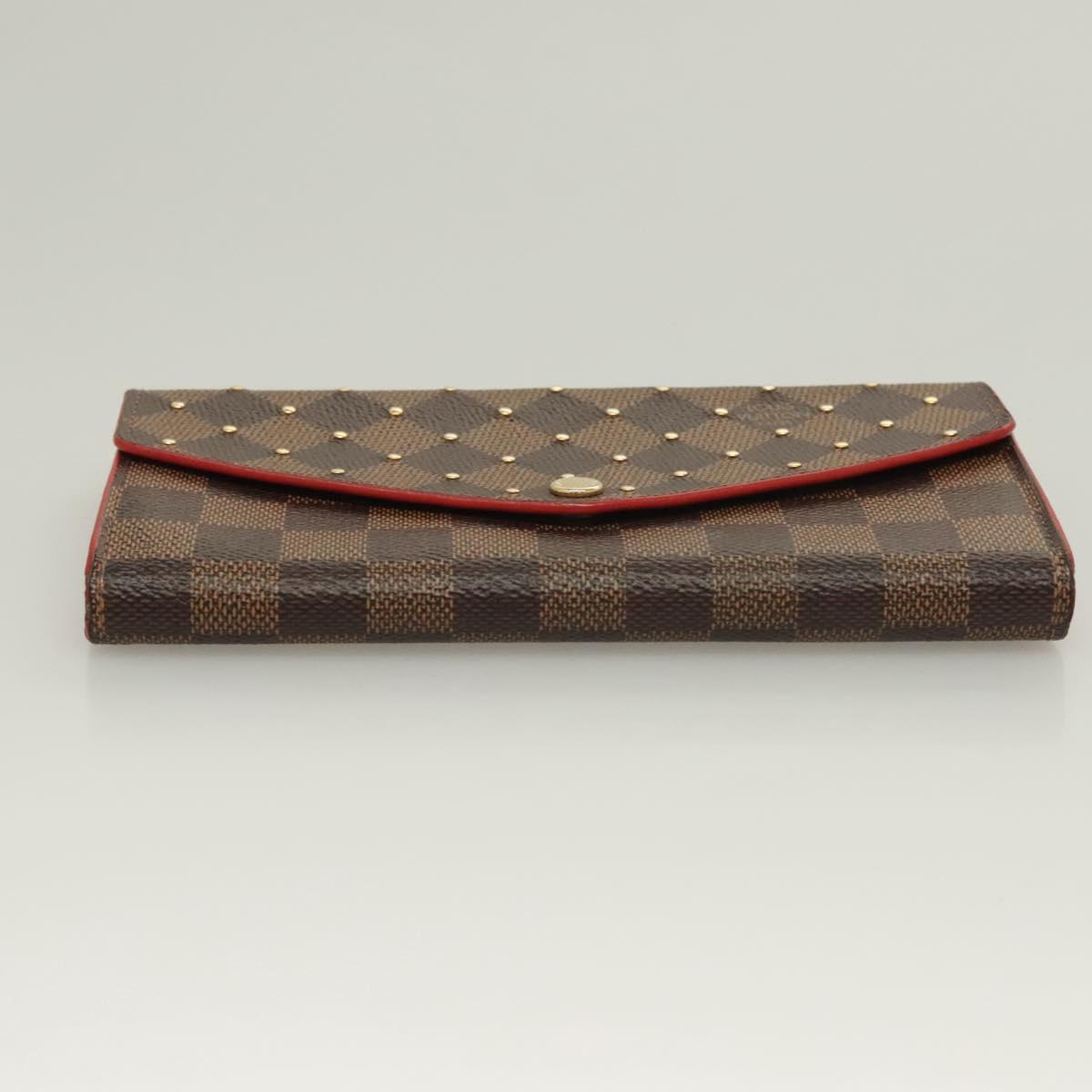 LOUIS VUITTON Damier Ebene Studs Portefeuille Sarah Wallet N60123 LV Auth 128880