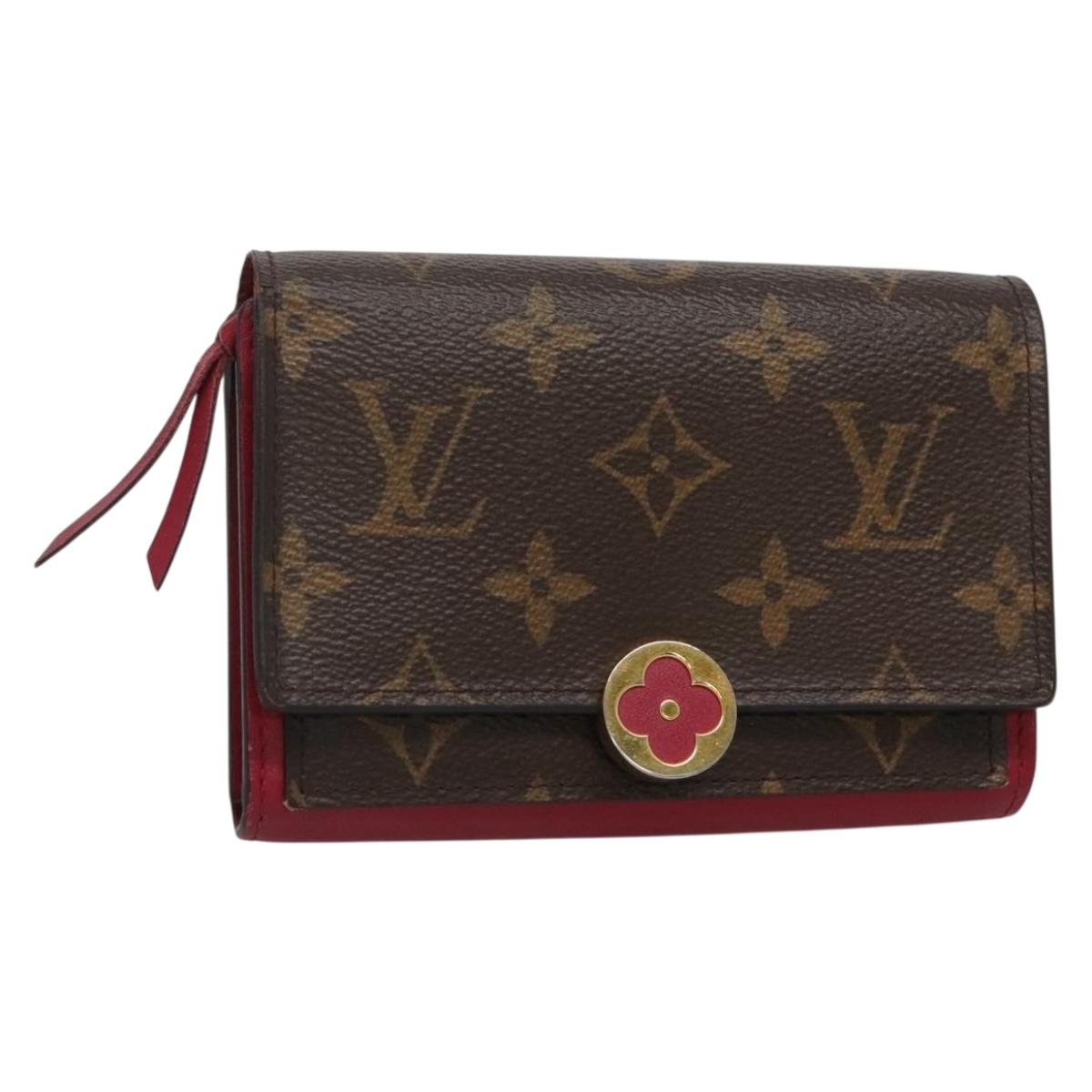 LOUIS VUITTON Monogram Portefeuille Flor Compact Wallet Fuchsia M64588 LV 128881