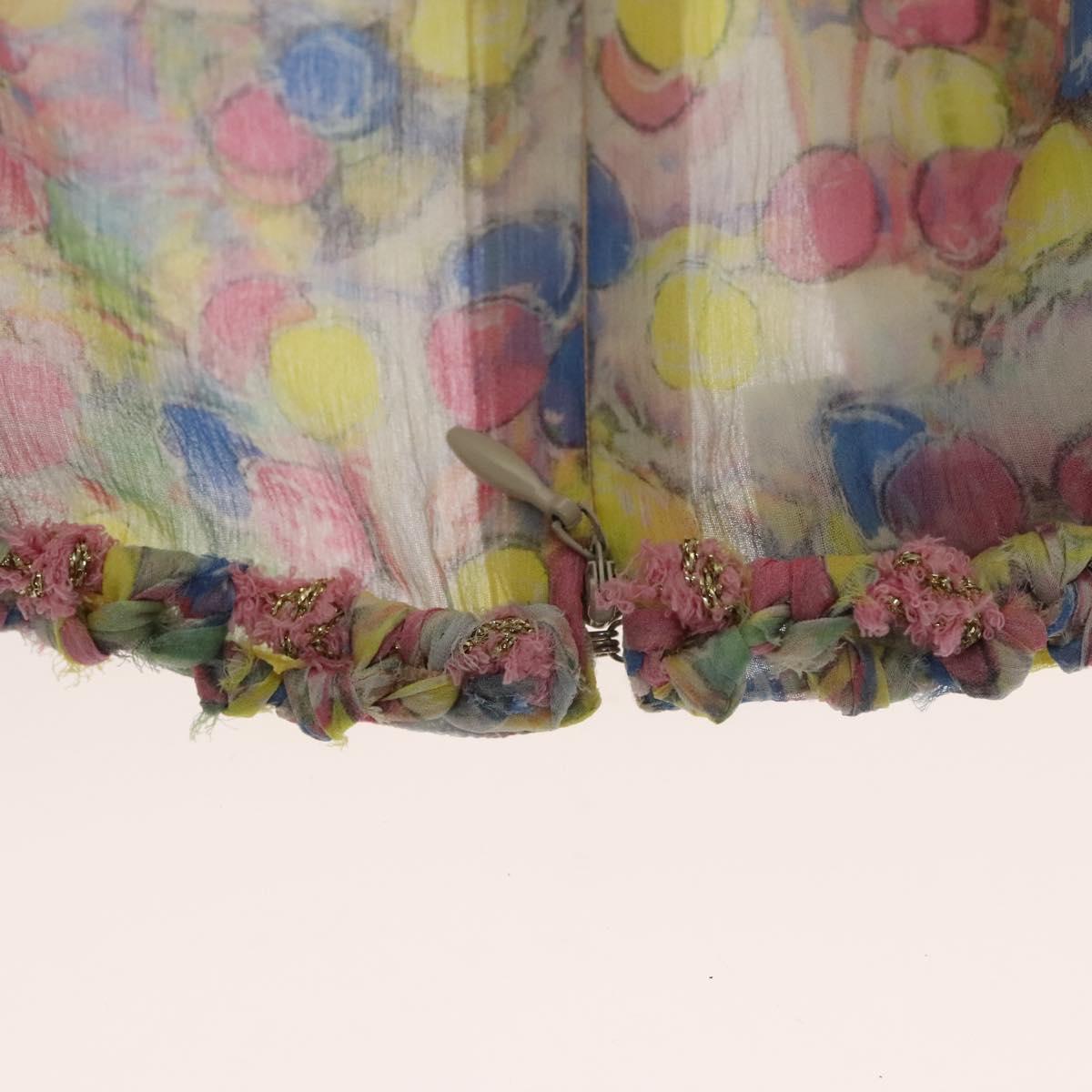 CHANEL Sleeveless Dress Silk Pink CC Auth 128883M