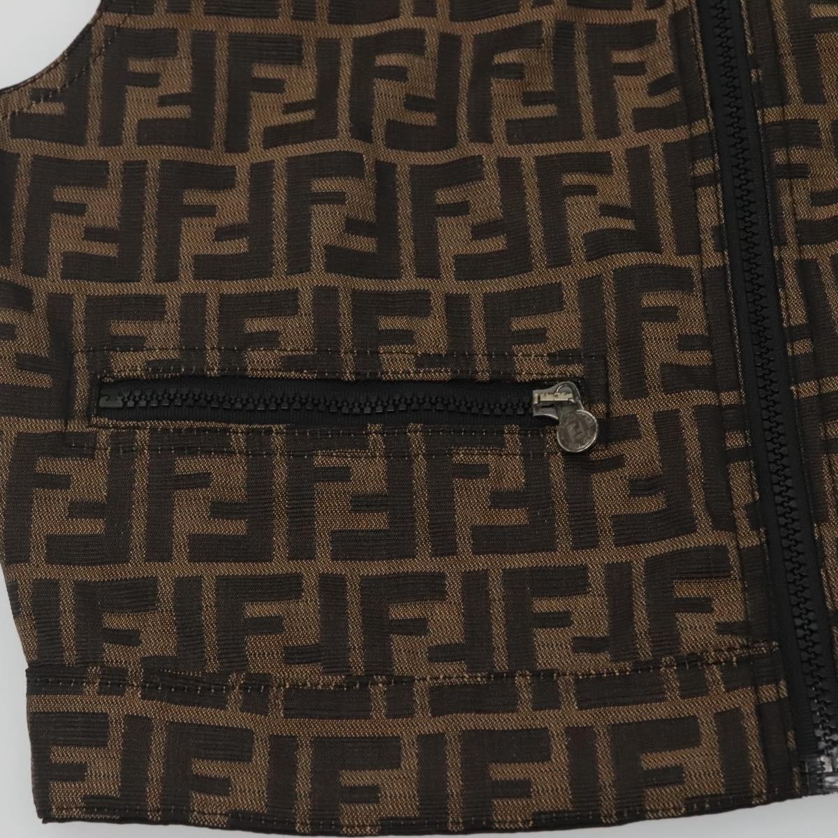FENDI Zucca Canvas Reversible Sleeveless Best Jacket Brown D-HG-1234 Auth 128884