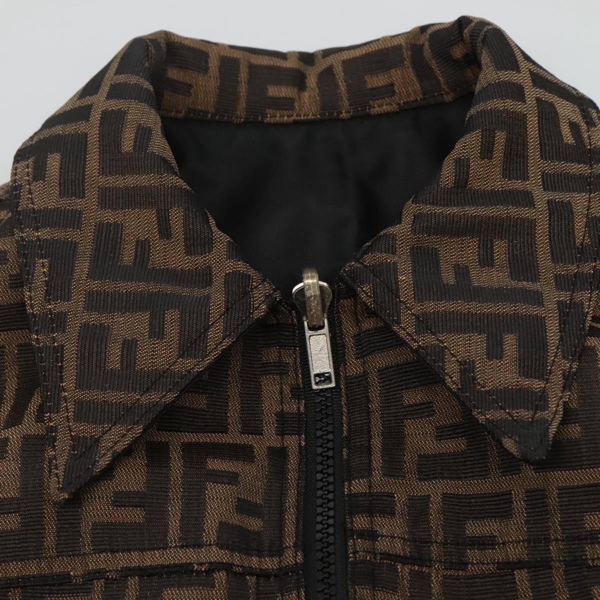 FENDI Zucca Canvas Reversible Sleeveless Best Jacket Brown D-HG-1234 Auth 128884