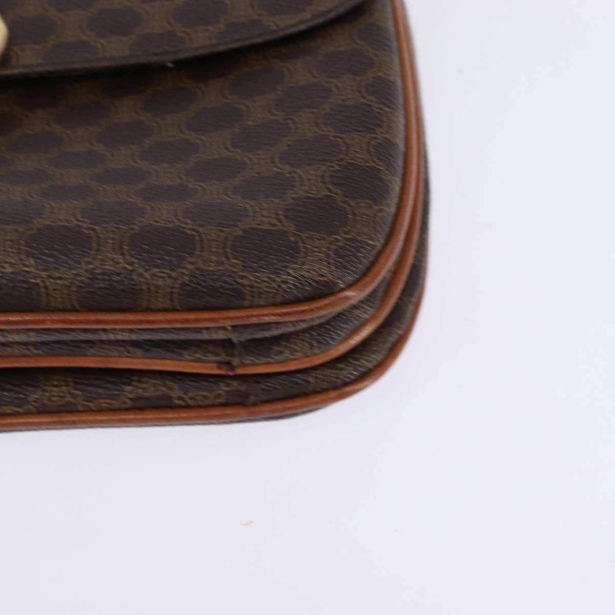 CELINE Macadam Canvas Shoulder Bag PVC Leather Brown Gold Auth 128916