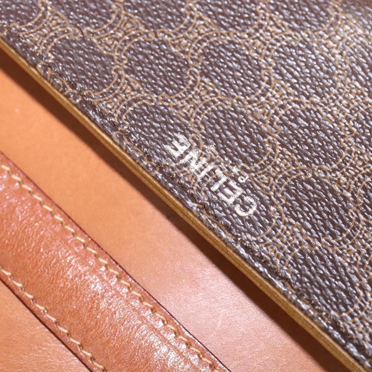 CELINE Macadam Canvas Shoulder Bag PVC Leather Brown Gold Auth 128916