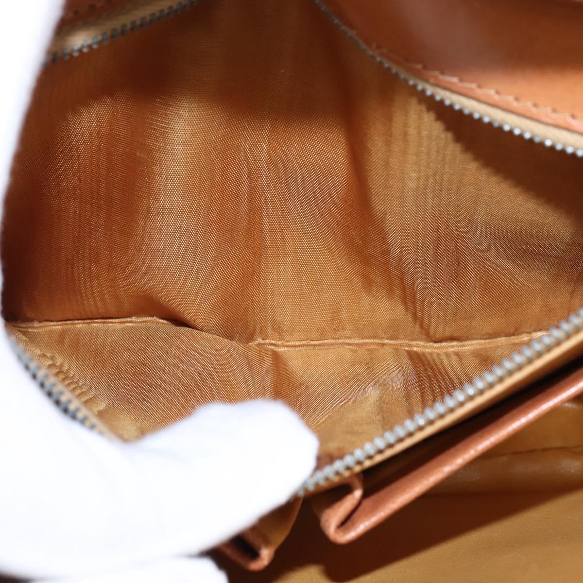 CELINE Macadam Canvas Shoulder Bag PVC Leather Brown Gold Auth 128916