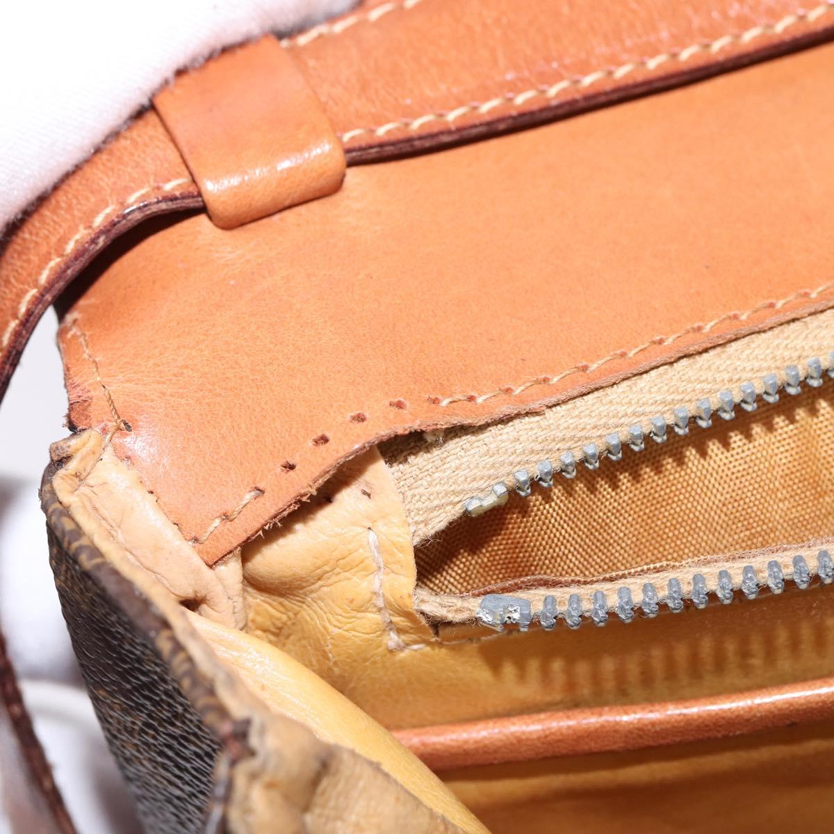 CELINE Macadam Canvas Shoulder Bag PVC Leather Brown Gold Auth 128916