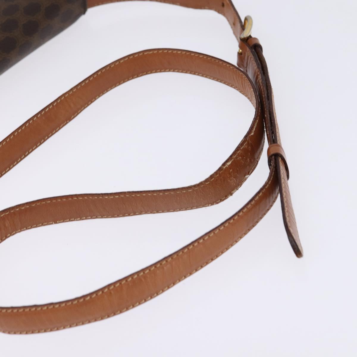 CELINE Macadam Canvas Shoulder Bag PVC Leather Brown Gold Auth 128916