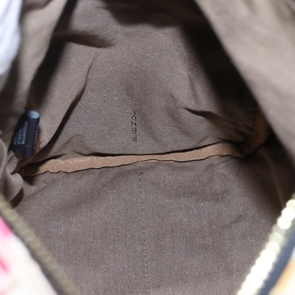 FENDI Zucchino Canvas Boston Bag Beige Gold Auth 128920V