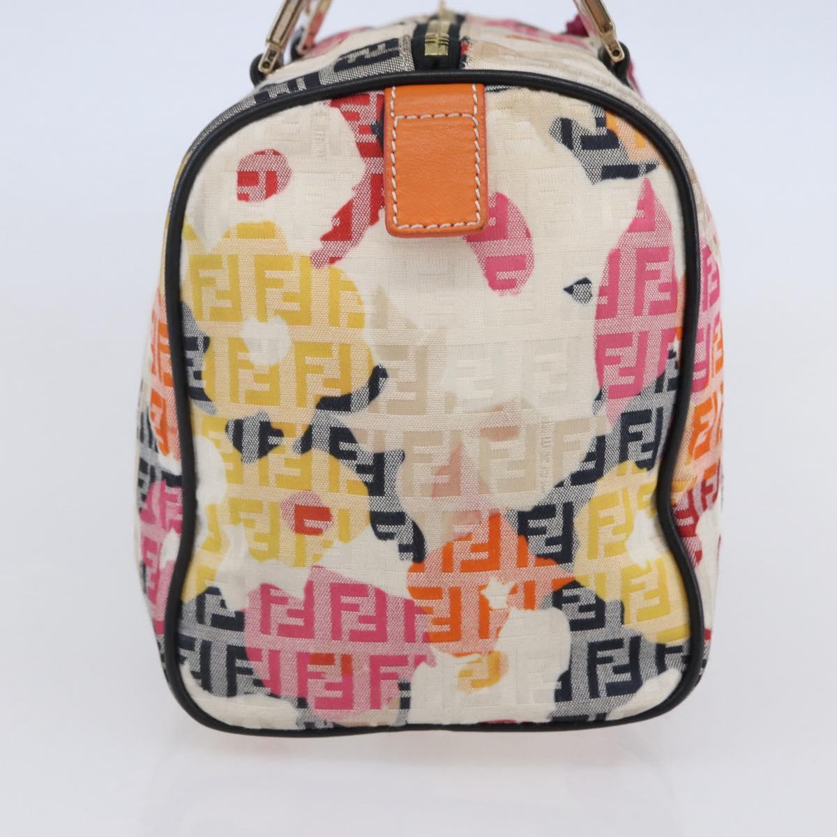 FENDI Zucchino Canvas Boston Bag Beige Gold Auth 128920SAV