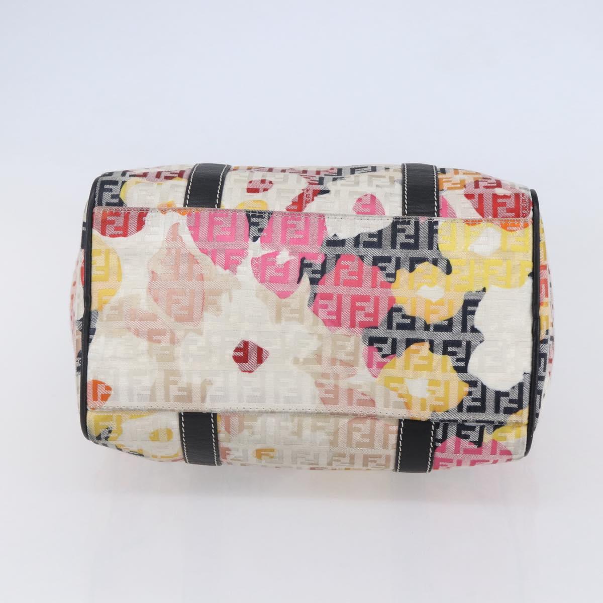 FENDI Zucchino Canvas Boston Bag Beige Gold Auth 128920SAV