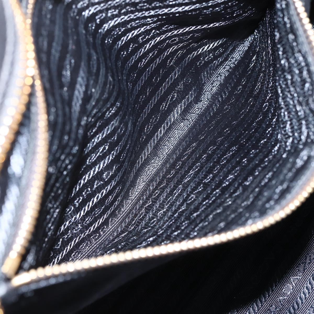 PRADA Hand Bag Nylon Leather Black Gold Auth 128923A