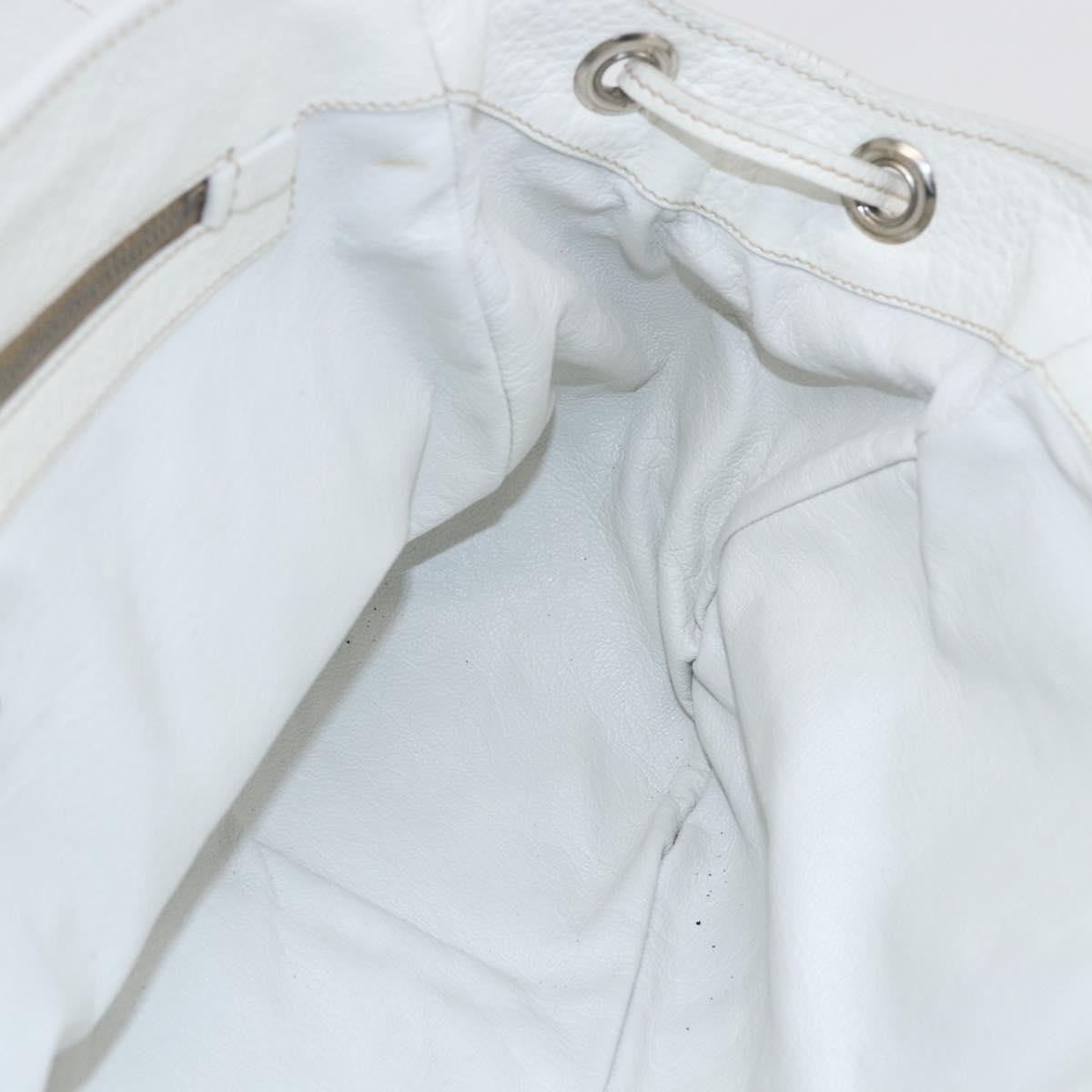 PRADA Tote Bag Raffia White Silver Auth 128924