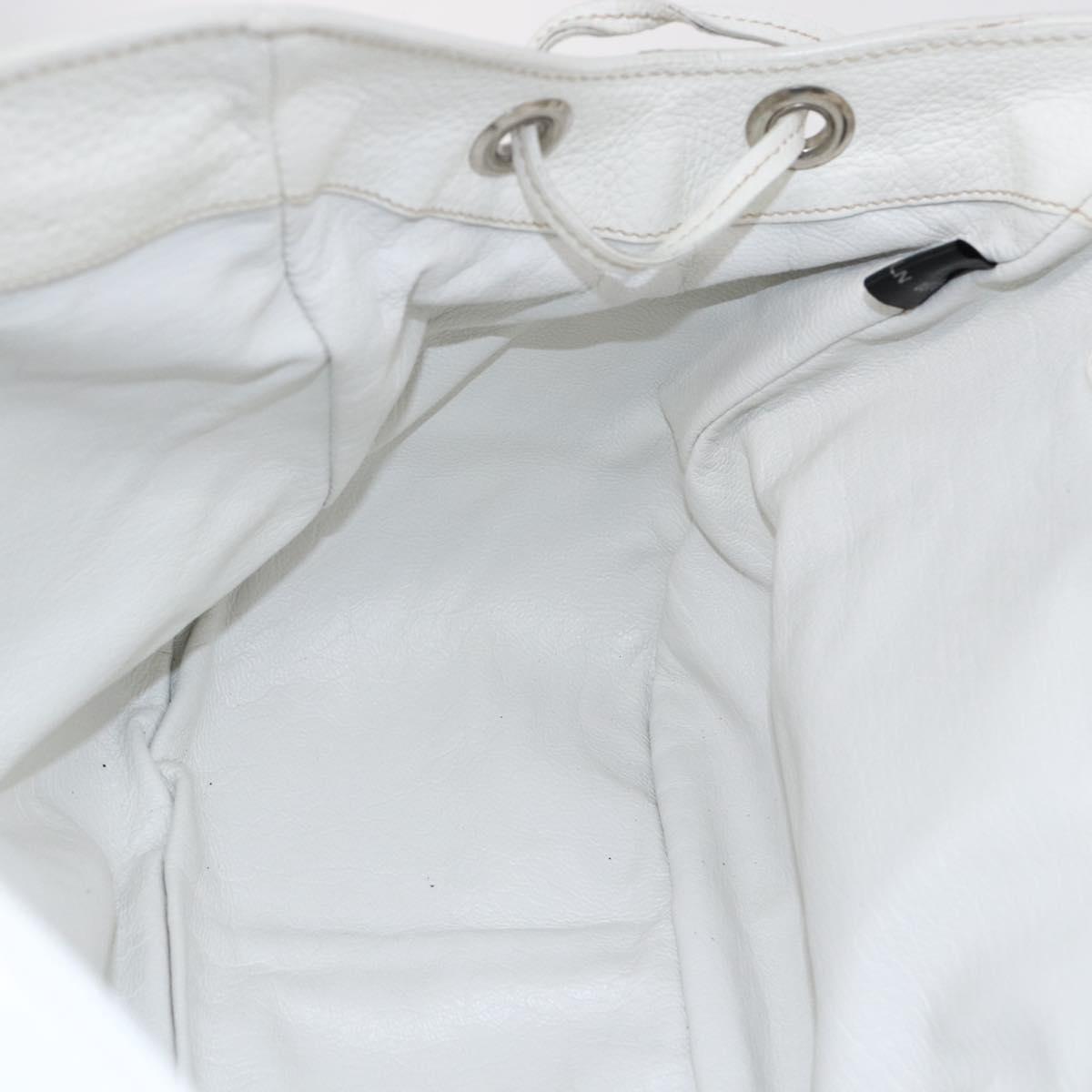 PRADA Tote Bag Raffia White Silver Auth 128924