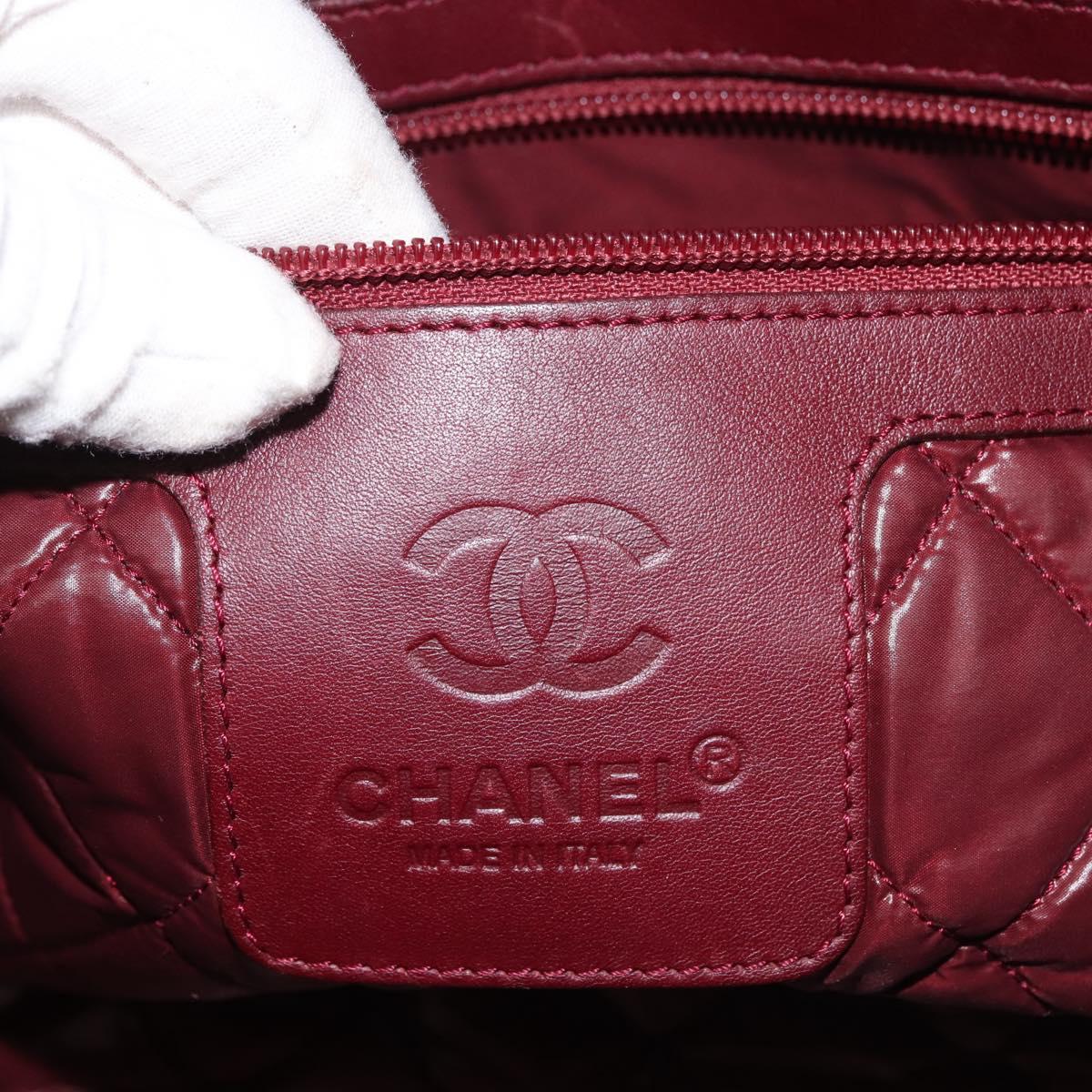 CHANEL Cococoon Tote Bag Nylon Khaki Silver CC Auth 128925
