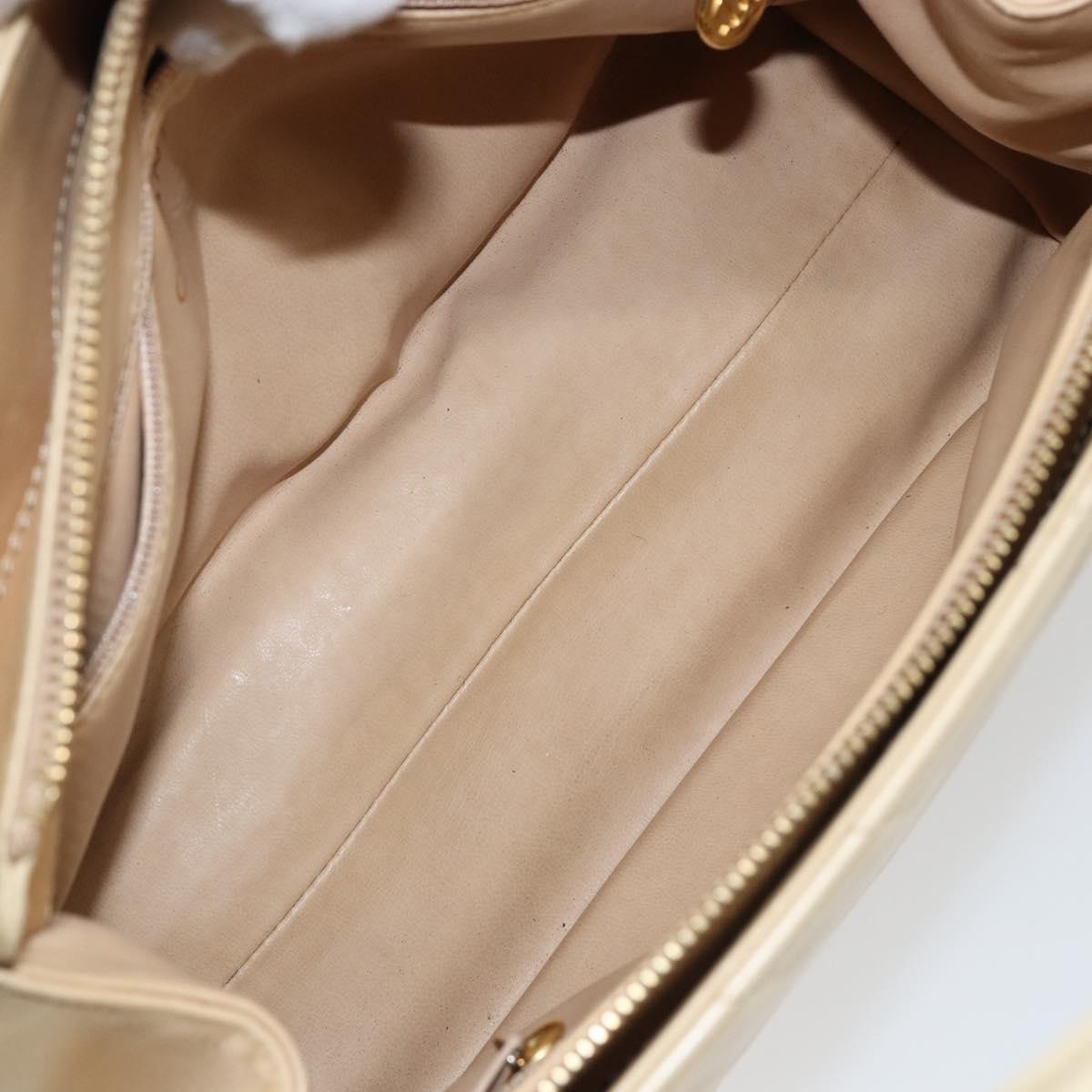 CHANEL V Stitch Hand Bag Lamb Skin Beige Gold CC Auth 128926