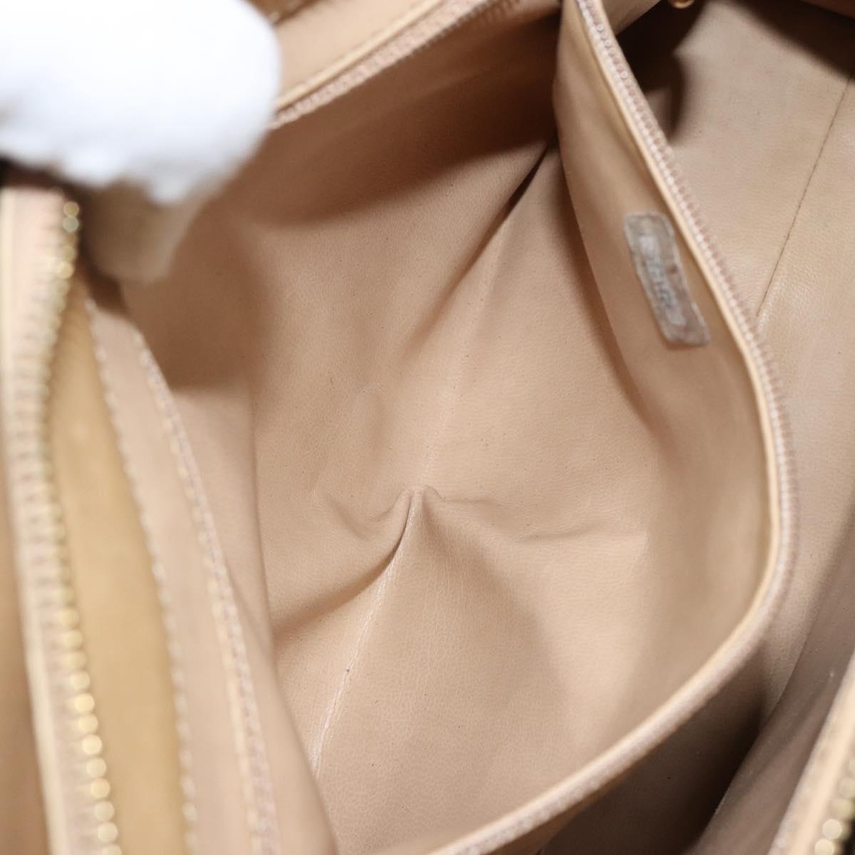 CHANEL V Stitch Hand Bag Lamb Skin Beige Gold CC Auth 128926