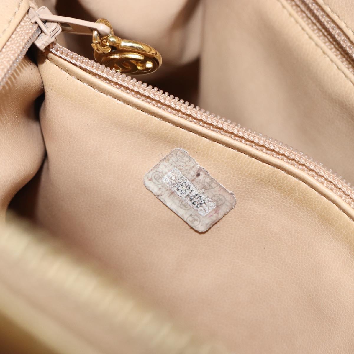 CHANEL V Stitch Hand Bag Lamb Skin Beige Gold CC Auth 128926