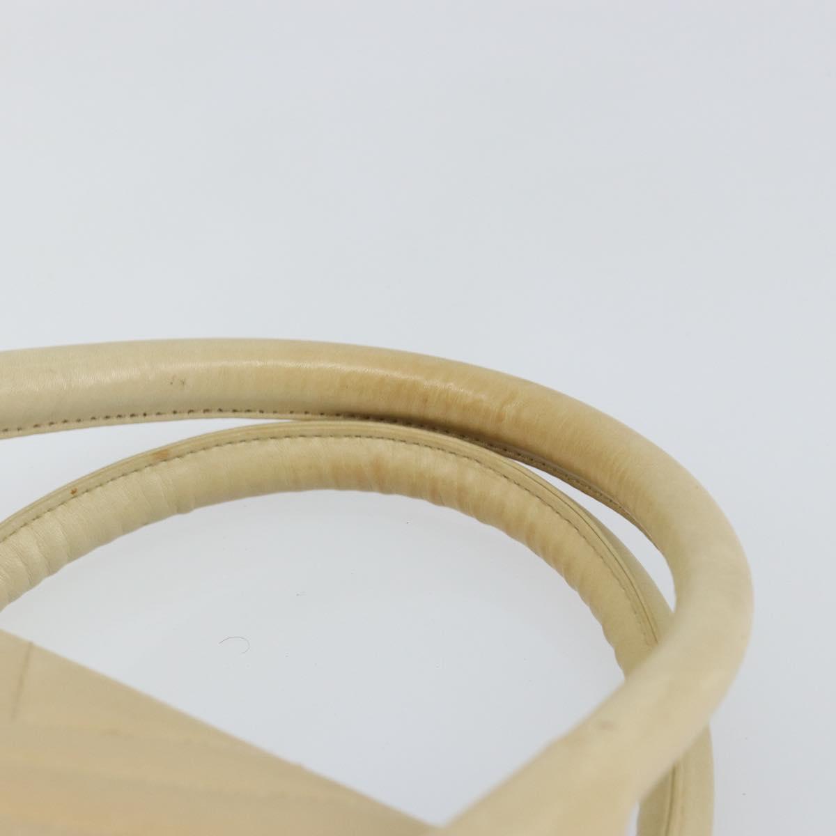 CHANEL V Stitch Hand Bag Lamb Skin Beige Gold CC Auth 128926