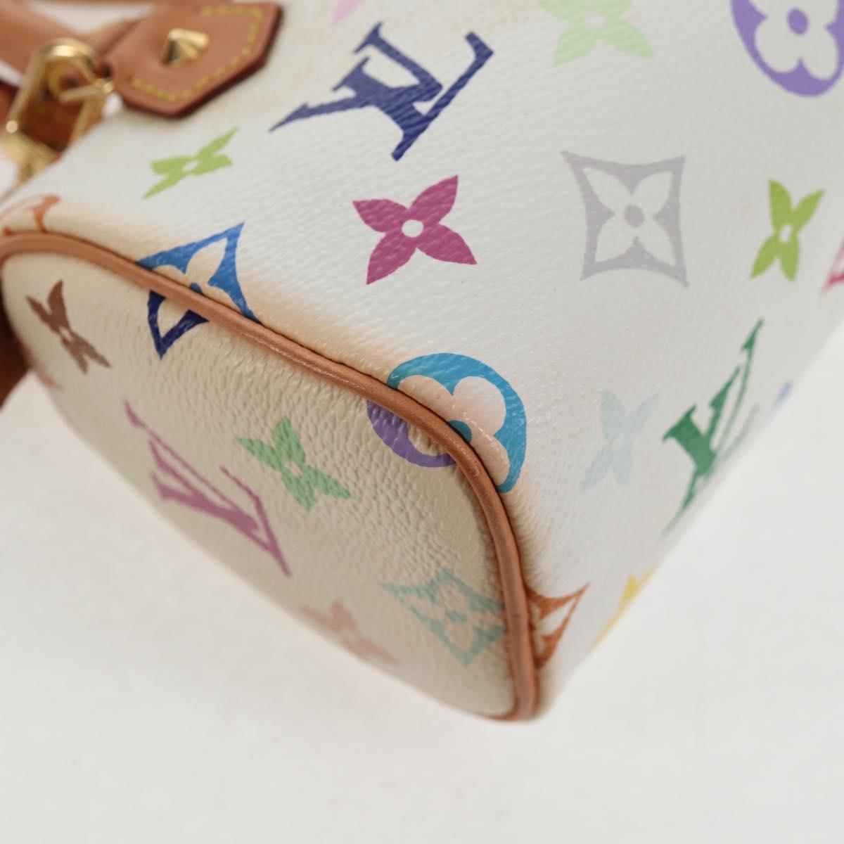 LOUIS VUITTON Monogram Multicolor Mini Speedy Hand Bag White M92645 Auth 128931A