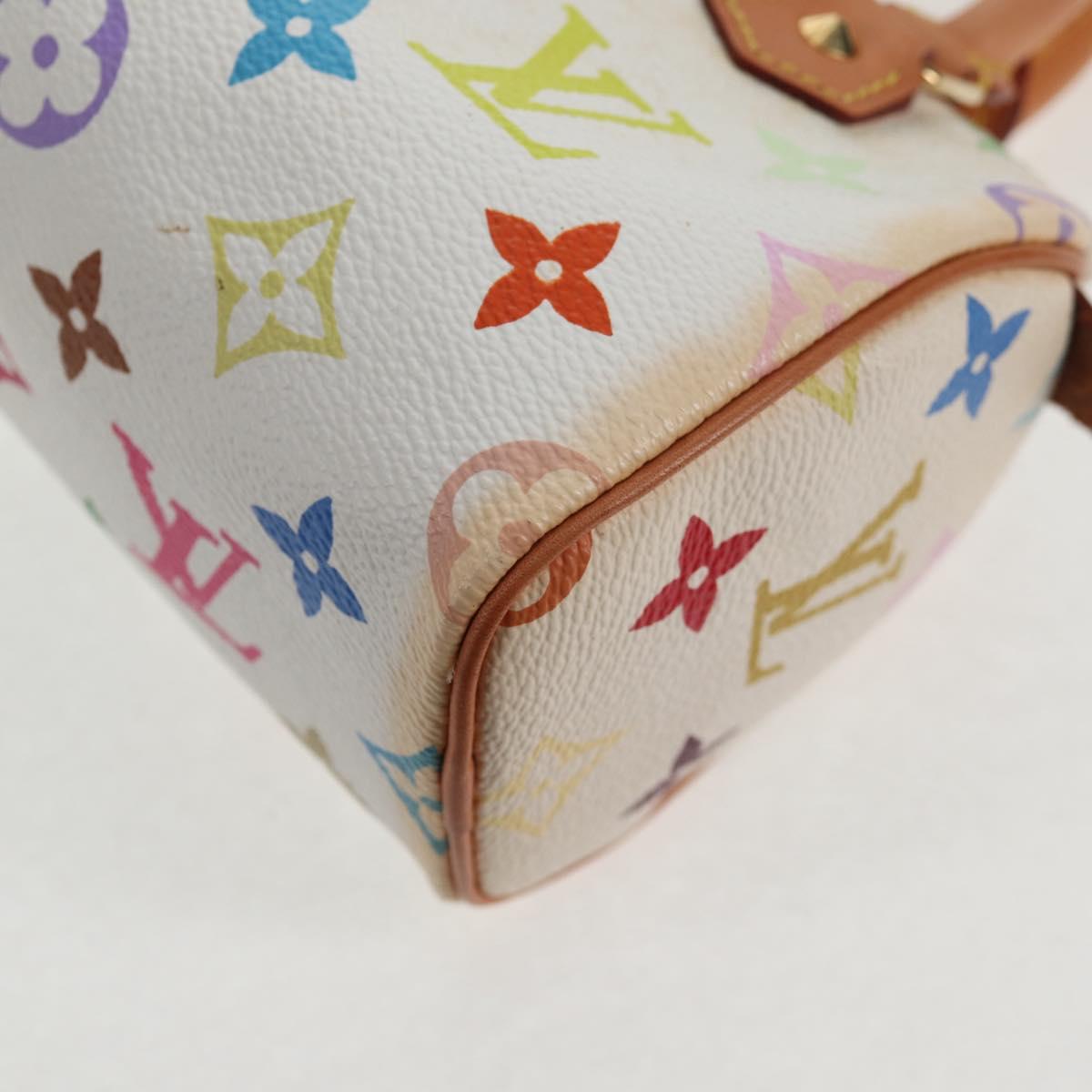 LOUIS VUITTON Monogram Multicolor Mini Speedy Hand Bag White M92645 Auth 128931A