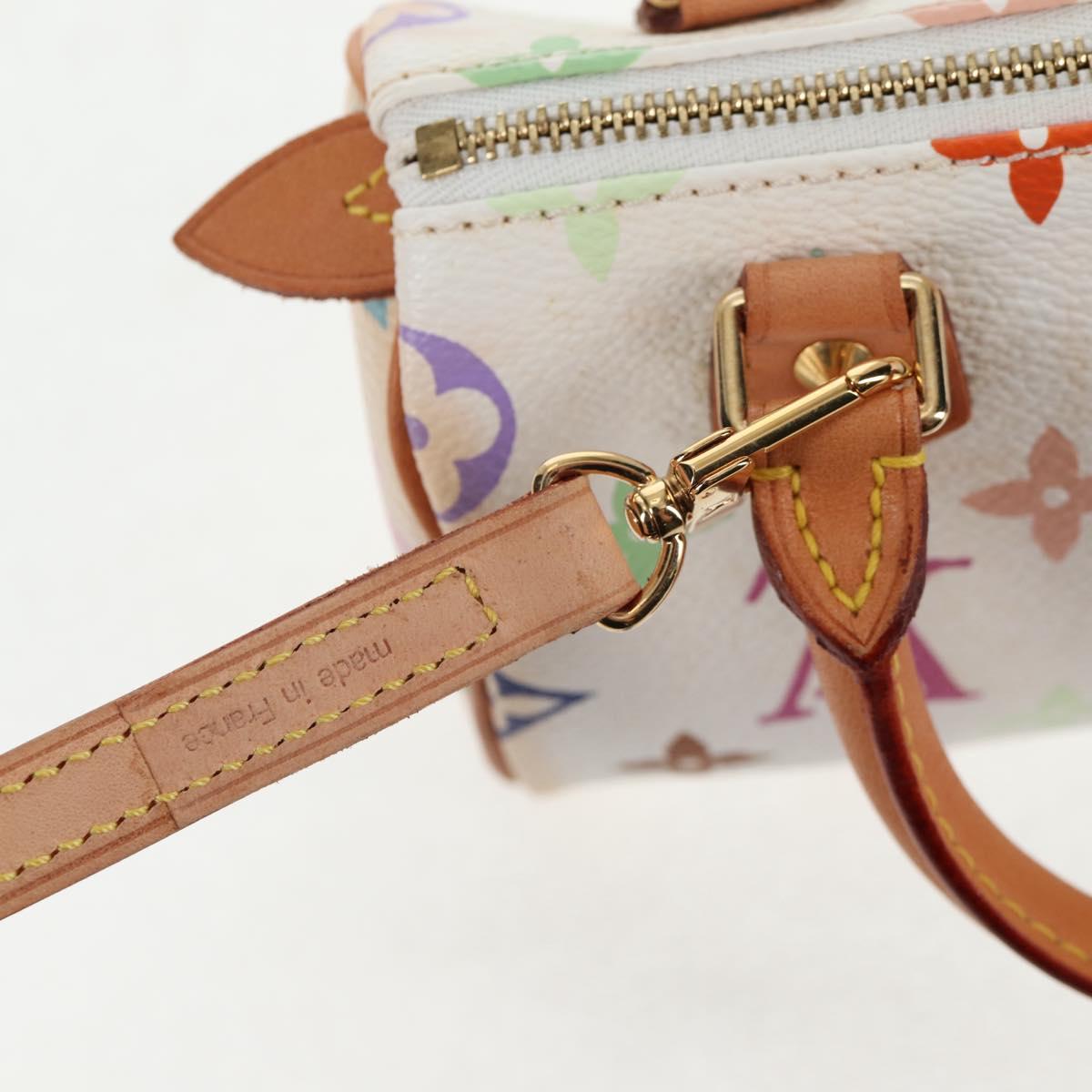 LOUIS VUITTON Monogram Multicolor Mini Speedy Hand Bag White M92645 Auth 128931A