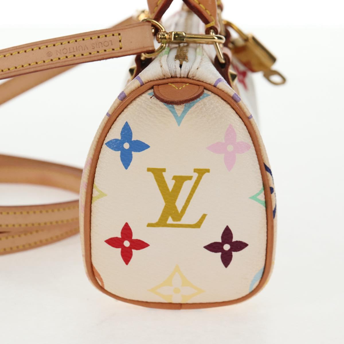 LOUIS VUITTON Monogram Multicolor Mini Speedy Hand Bag White M92645 Auth 128931A