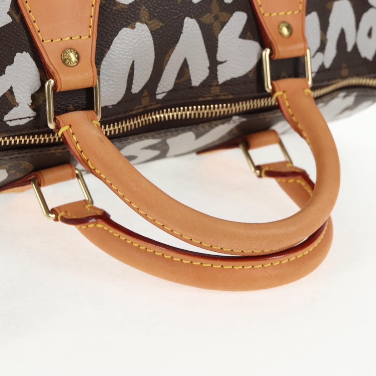 LOUIS VUITTON Monogram Graffiti Speedy 30 Hand Bag White M92195 LV Auth 128933V