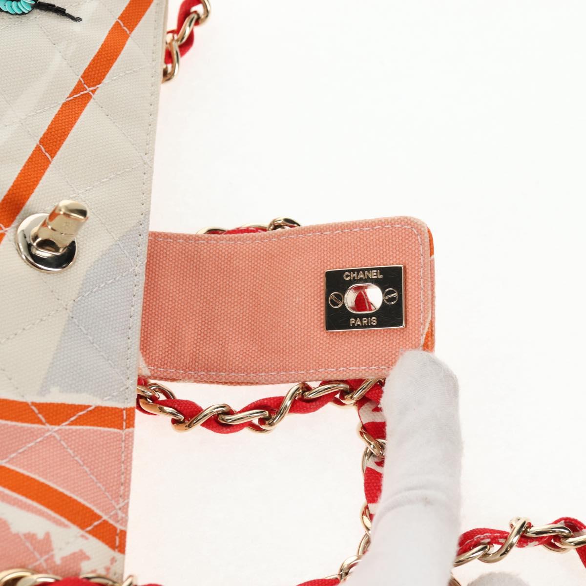 CHANEL Matelasse Chain Shoulder Bag Canvas Pink Gold CC Auth 128939SAM